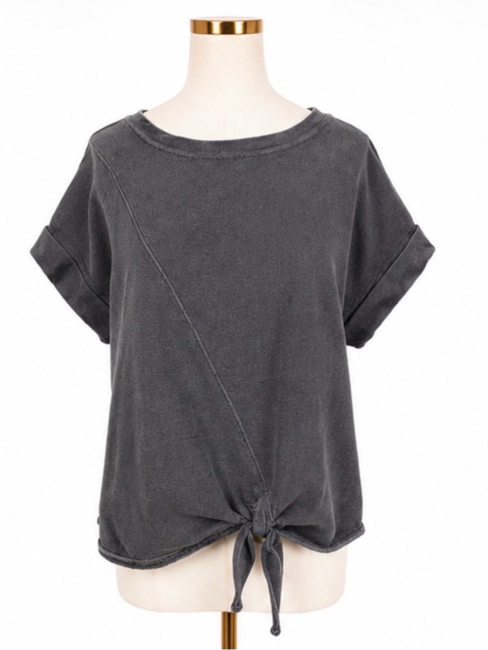 Pilcro Gray Cotton Sweatshirt Tee Tie Front Top Size Medium